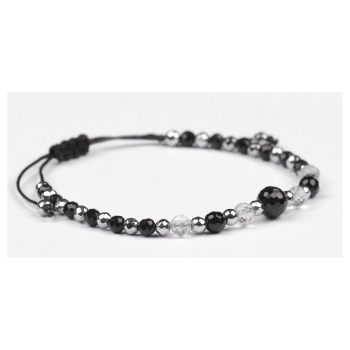 Bransoletka czarny TURMALIN Kryształ Górski HEMATYT ochrona szczęście